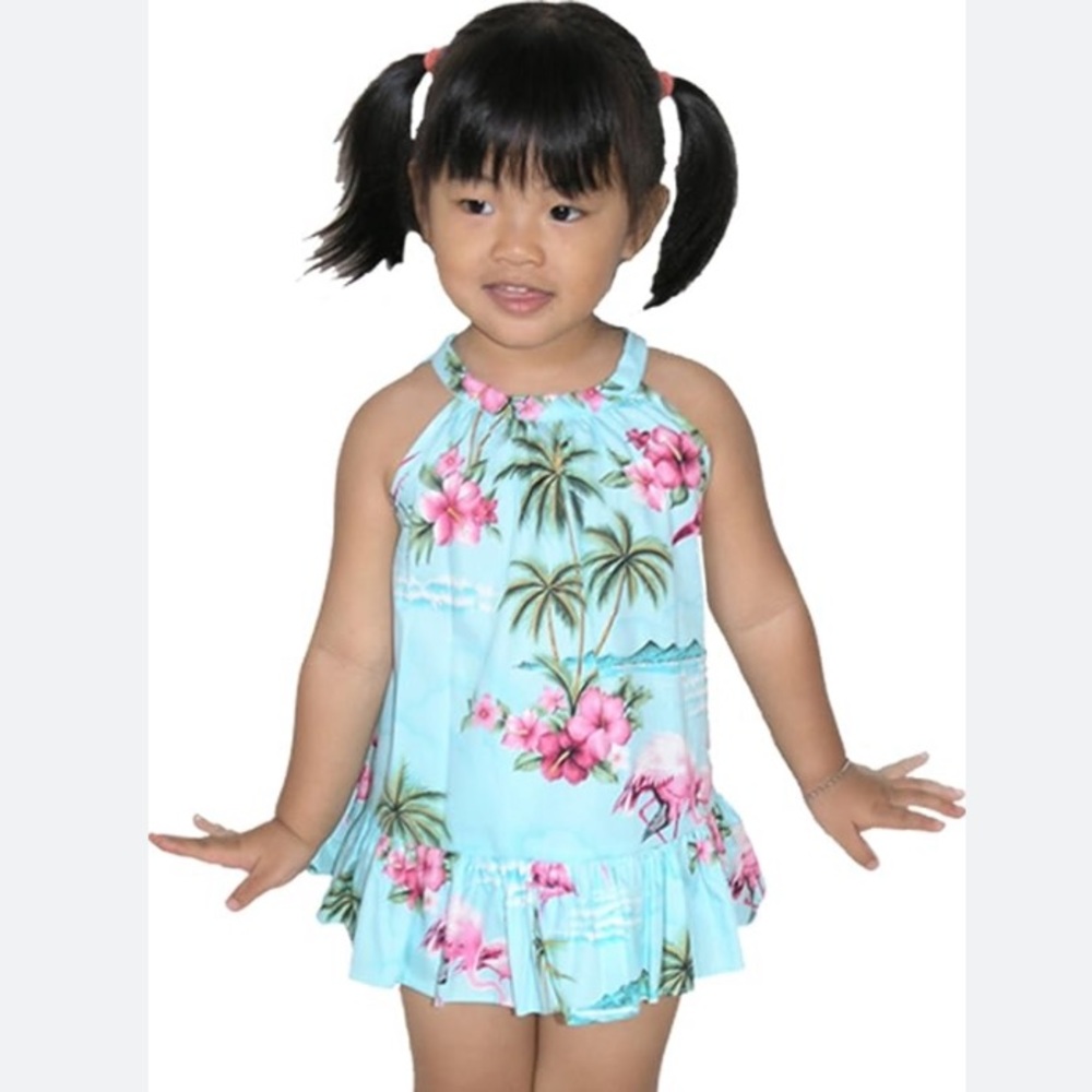 RJC Baby Girls Pink Flamingo Hibiscus Halter 2pc set - matching panty 18M